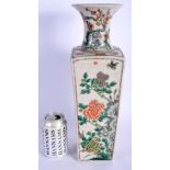 A LARGE 19TH CENTURY CHINESE CRACKLE GLAZED FAMILLE VERTE PORCELAIN SQUARE FORM VASE Kangxi style. 4