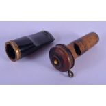 AN ANTIQUE WHISTLE and a pipe tip. (2)