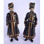 A LARGE PAIR OF CONTEMPORARY COLD PAINTED CONTINENTAL BRONZE FIGURES modelled as Russian Cossacks. 4