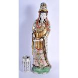 A 19TH CENTURY JAPANESE MEIJI PERIOD AO KUTANI FIGURE OF A STANDING FEMALE modelled holding a scroll