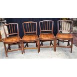Four antique wooden dining chairs. 83 x 45cm