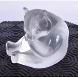 A LALIQUE FRENCH GLASS PANDA. 7 cm x 6 cm.