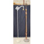 A cast iron lampstand together with wooden & metal lampstand. 61cm (2)