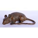 A JAPANESE BRONZE OKIMONO OF A RAT. 7 cm x 5.5 cm.