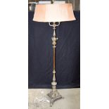 A heavy metal plated lampstand 145 x 49cm.