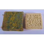 AN ANTIQUE CHINESE CARVED IVORY PUZZLE BOX. 34 grams. 5.75 cm square.