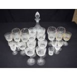 A collection of glasses and a decanter Thomas Webb, Waterford etc (27).
