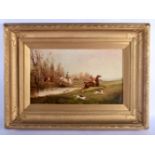 English School (19th Century) Oil on canvas, Fox hunting scene. Image 46 cm x 30 cm.