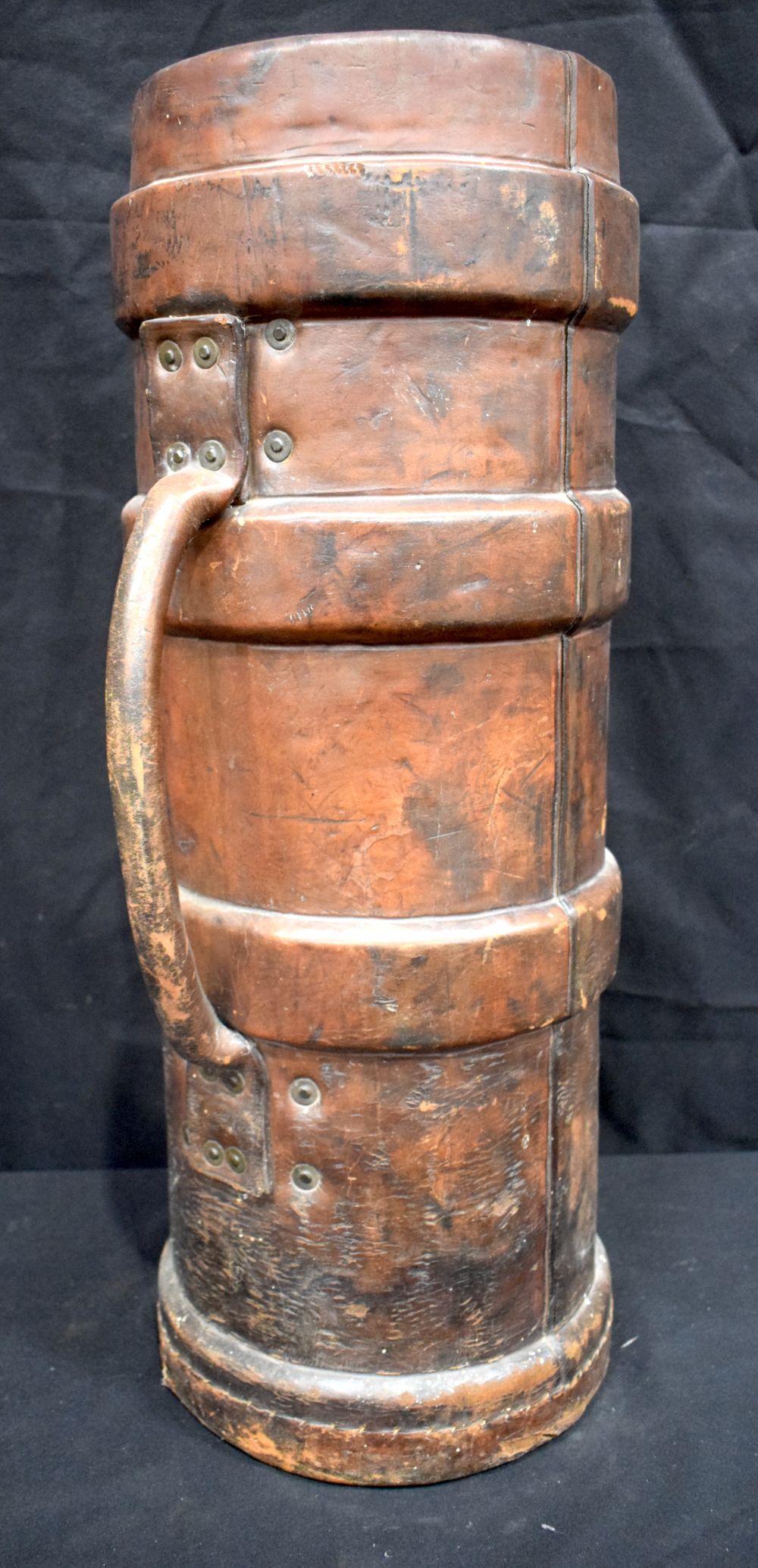 A large antique military leather cartridge carrier converted to a stick stand . 70 x 23cm. - Image 2 of 5