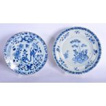TWO EARLY 18TH CENTURY CHINESE BLUE AND WHITE PORCELAIN PLATES Yongzheng. Largest 24 cm wide. (2)