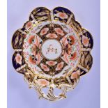Derby King Street handled dish painted with an imari pattern circa 1900. 22.5cm wide