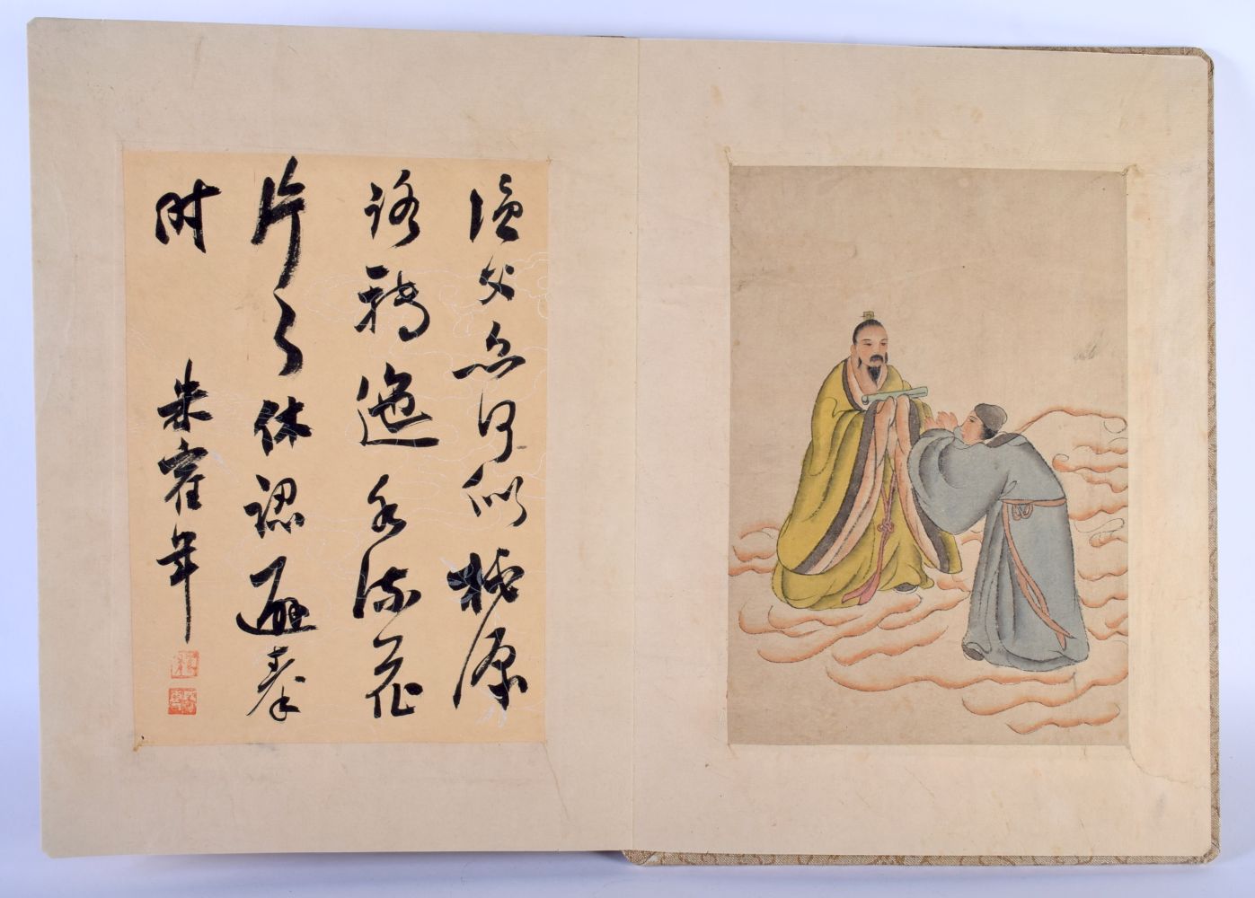 Chinese School (19th/20th Century) Watercolour & Calligraphy booklet. Each image 25 cm x 19 cm. - Bild 2 aus 5
