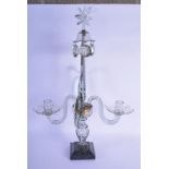 A LARGE GEORGE III CRYSTAL GLASS CANDELABRA. 60 cm x 30 cm.