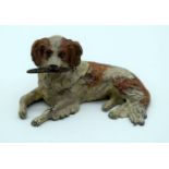 A small cold painted bronze inkwell model of a Spaniel 12cm.