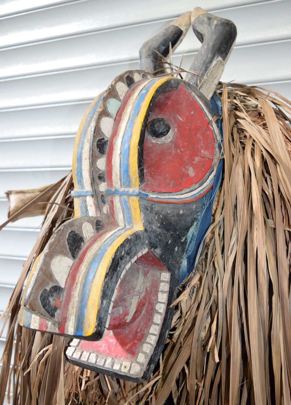 An African tribal Baule Goli Glin mask & costume. 110 x 74cm - Image 2 of 3
