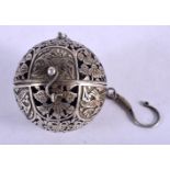 A CHINESE WHITE METAL TRAVELLING CENSER 20th Century. 76 grams. 5 cm wide.