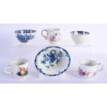 THREE 18TH CENTURY EUROPEAN PORCELAIN COFFEE CUPS together with a Worcester dish etc. Largest 10.5 c