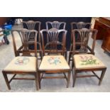 A collection of six wooden wheatsheaf splat back chairs 95 x 53 x 44cm (6).