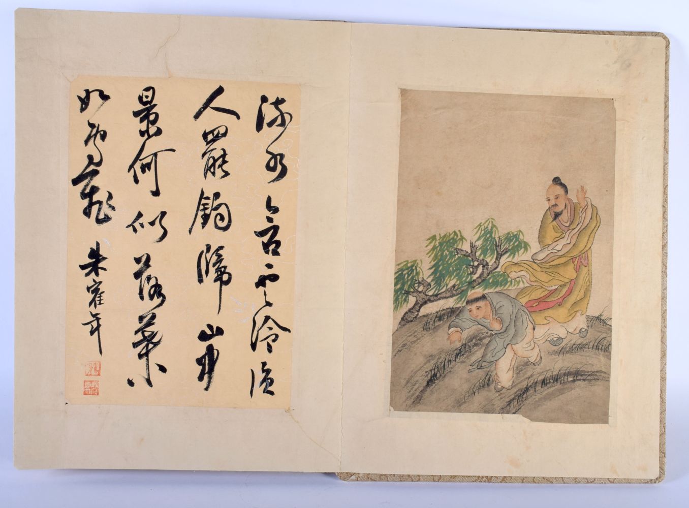 Chinese School (19th/20th Century) Watercolour & Calligraphy booklet. Each image 25 cm x 19 cm. - Bild 4 aus 5
