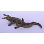 A CONTEMPORARY COLD PAINTED BRONZE FIGURE OF AN ALLIGATOR modelled with a reclining female inside. 2