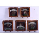 FIVE VINTAGE W & J GEORGE BECKER LTD AMP METERS. 10 cm square. (5)