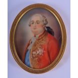 AN ANTIQUE PAINTED IVORY PORTRAIT MINIATURE depicting a portly military gentleman. Image 9 cm x 6 cm