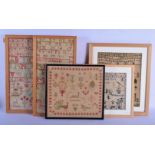 AN EARLY 19TH CENTURY ENGLISH EMBROIDERED SAMPLER by Mary Whiteside C1811, together with four others