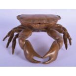 A LOVELY 19TH CENTURY FRANCO JAPANESE BRONZE CRAB INKWELL of naturalistic form, the head rising to r