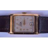 A GOLD ELCO WRISTWATCH. 24 grams overall. 3 cm x 2.5 cm.