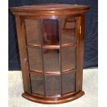 A wooden Georgian style glazed hanging corner display cabinet 67 x 51 x 36cm