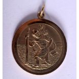 A 9CT GOLD ST CHRISTOPHER MEDALLION. 3.5cm diameter. Weight 19.5g