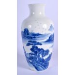 A CHINESE BLUE AND WHITE PORCELAIN VASE 20th Century, bearing Kangxi marks to base. 16.5 cm high.