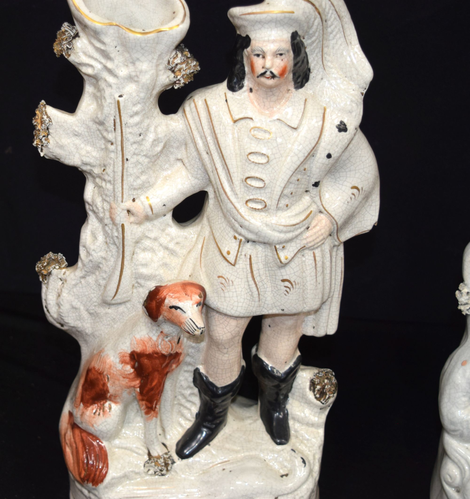 A collection of Staffordshire flat back figures in the form of Cavaliers. Largest 46cm. (3) - Image 2 of 6