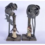 A PAIR OF LATE 19TH CENTURY AUSTRIAN COLD PAINTED BRONZE FIGURES modelled as an Arabic traders under