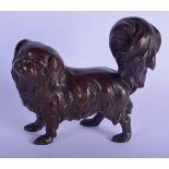 A 19TH CENTURY JAPANESE MEIJI PERIOD MIXED METAL OKIMONO OF A PEKINGESE DOG in the manner of Maruki.