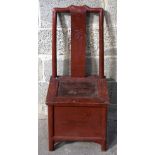 A small wooden Japanese chair possibly a converted commode 97 x 42 x 36 cm.