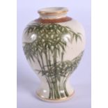 A MINIATURE EARLY 20TH CENTURY JAPANESE MEIJI PERIOD SATSUMA VASE painted with bamboo. 6 cm high.