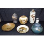 A collection of glazed studio pottery including vases & bowls. Largest 33cm (6)