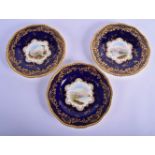 Coalport set of three landscape plates one painted by P. Simpson with a scene nr. Dover and a pair p