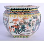 A SMALL 19TH CENTURY CHINESE FAMILLE VERTE PORCELAIN OCTAGONAL PLANTER Qing, painted with figures an