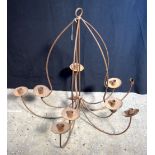 A large metal candle chandelier 82 x 88cm.