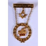 A MASONIC MEDAL INSCRIBED MARINE COURT NO 50,PRESENTED TO JOHN WALKER IN 1951/52. 6.2cm x 3.3cm, we