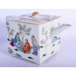 A 19TH CENTURY CHINESE FAMILLE ROSE PORCELAIN TEAPOT AND COVER Qing, bearing Qianlong marks to base.