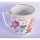 A LARGE LATE 18TH/19TH CENTURY DERBY PORTER MUG painted with botanical floral sprays. 15 cm x 13 cm.