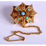 A VICTORIAN YELLOW METAL AND TURQUOISE PENDANT. 5.5 grams. 2 cm x 1.75 cm.