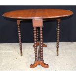 A small Victorian bobbin turned gateleg table 62 x 84cm.