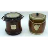 A mid century wooden Tea caddy together with another caddy 16cm (2)