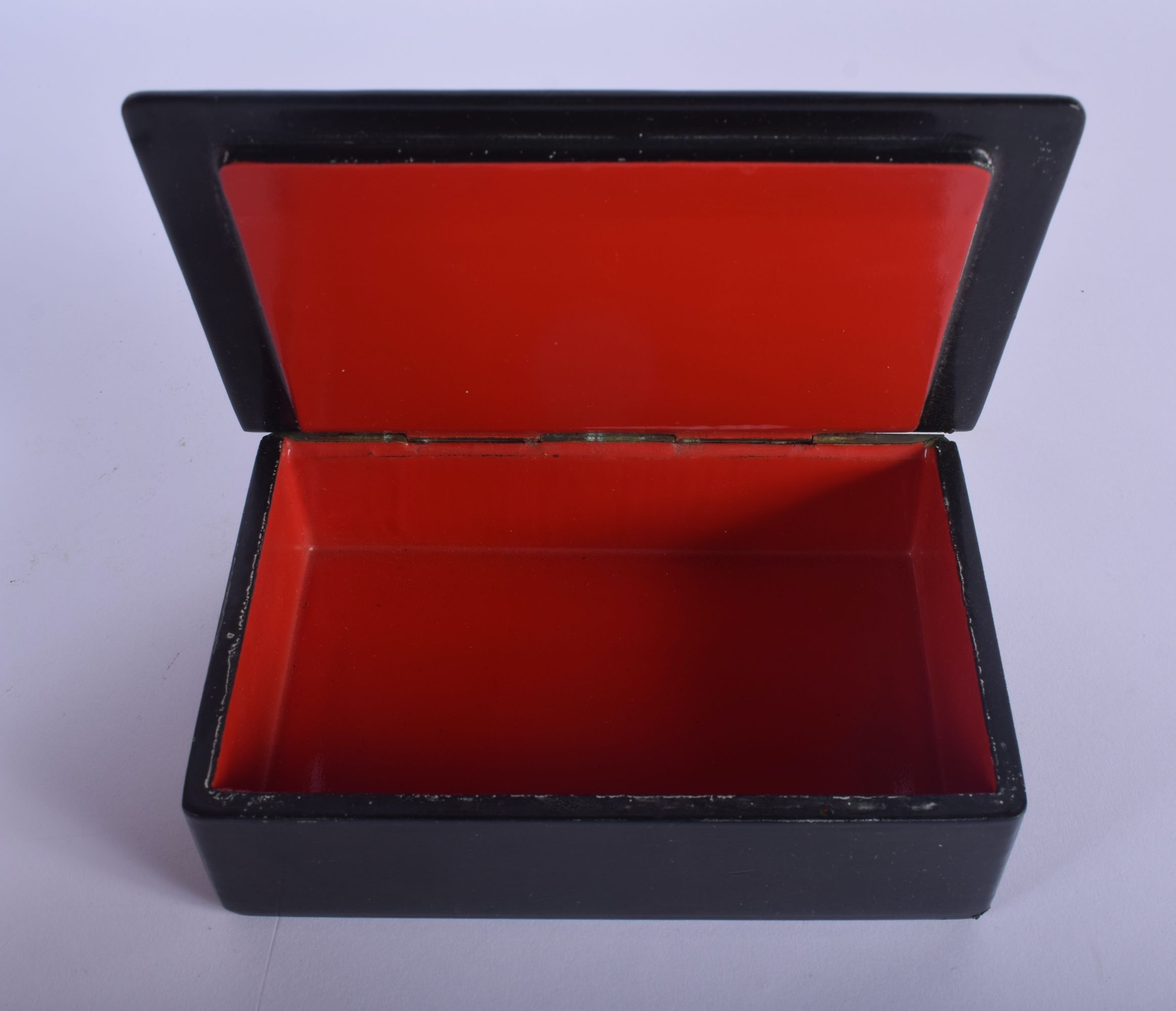 A RUSSIAN BLACK LACQUER BOX AND COVER. 15 cm x 10 cm. - Image 4 of 5