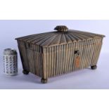 A LARGE 19TH CENTURY ANGLO INDIAN CARVED BUFFALO HORN WORK BOX with fitted interior. 36 cm x 22 c