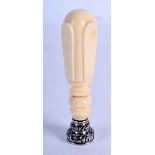 AN ANTIQUE IVORY SILVER AND BLOODSTONE SEAL. 8.5 cm high.